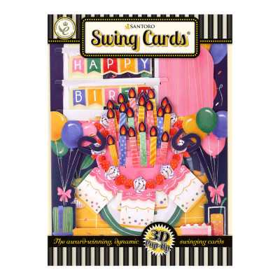 HAPPY BIRTHDAY CELEBRATION biglietto d'auguri SWING CARD santoro 3D POP UP