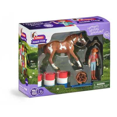 L'AVVENTURA DI HANNAH NEL WEST miniature in resina SCHLEICH hannah western adventure HORSE CLUB 42775 età 5+
