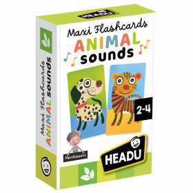 MAXI FLASHCARDS versi degli animali ANIMAL SOUNDS gioco educativo HEADU età 2+