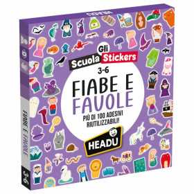 GLI SCUOLA STICKERS con 100 adesivi riutilizzabili FIABE E FAVOLE gioco educativo HEADU età 3+