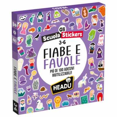 GLI SCUOLA STICKERS con 100 adesivi riutilizzabili FIABE E FAVOLE gioco educativo HEADU età 3+