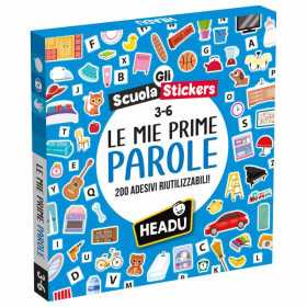 GLI SCUOLA STICKERS con 200 adesivi riutilizzabili LE MIE PRIME PAROLE gioco educativo HEADU età 3+