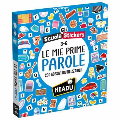 GLI SCUOLA STICKERS con 200 adesivi riutilizzabili LE MIE PRIME PAROLE gioco educativo HEADU età 3+