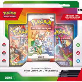 COLLEZIONE ILLUSTRAZIONE primi compagni d'avventura POKEMON GCC con 3 carte bonus SERIE 1 età 6+