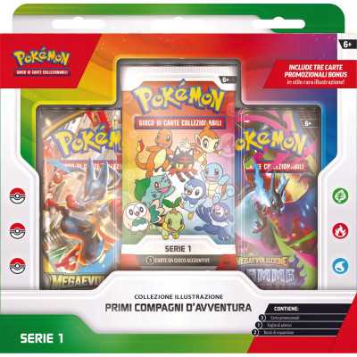 COLLEZIONE ILLUSTRAZIONE primi compagni d'avventura POKEMON GCC con 3 carte bonus SERIE 1 età 6+