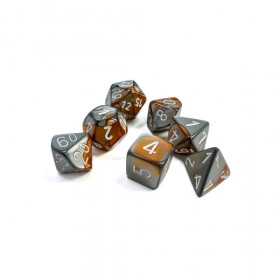 SET DI 7 DADI copper steel white CHESSEX CHX26424 dice DA GIOCO assortiti GEMINI