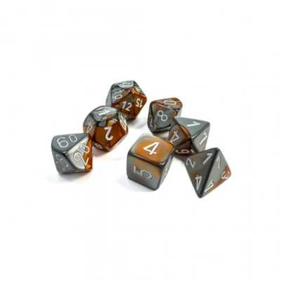 SET DI 7 DADI copper steel white CHESSEX CHX26424 dice DA GIOCO assortiti GEMINI