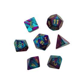 SET DI 7 DADI purple teal gold CHESSEX CHX26449 dice DA GIOCO assortiti GEMINI