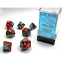 SET DI 7 DADI rosso ciano oro CHESSEX CHX26462 dice DA GIOCO assortiti GEMINI