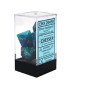 SET DI 7 DADI blue teal gold CHESSEX CHX26459 dice DA GIOCO assortiti GEMINI