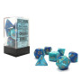 SET DI 7 DADI blue teal gold CHESSEX CHX26459 dice DA GIOCO assortiti GEMINI