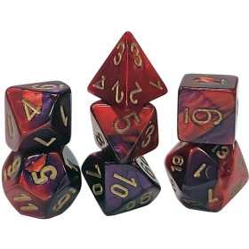 SET DI 7 DADI purple red gold CHESSEX CHX20626 dice DA GIOCO assortiti GEMINI