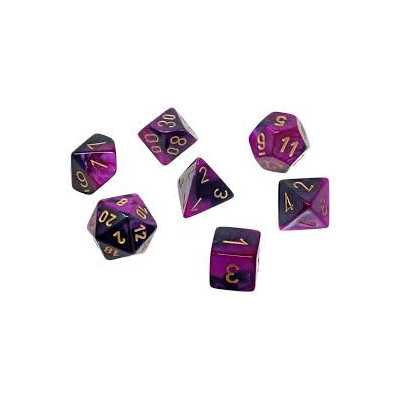 SET DI 7 DADI black purple gold CHESSEX CHX20640 dice DA GIOCO assortiti GEMINI