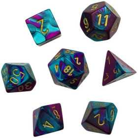 SET DI 7 DADI purple teal gold CHESSEX CHX20649 dice DA GIOCO assortiti GEMINI