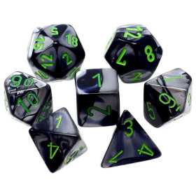 SET DI 7 DADI black grey green CHESSEX CHX20645 dice DA GIOCO assortiti GEMINI