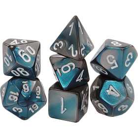 SET DI 7 DADI steel teal white CHESSEX CHX20656 dice DA GIOCO assortiti GEMINI