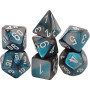 SET DI 7 DADI steel teal white CHESSEX CHX20656 dice DA GIOCO assortiti GEMINI