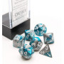 SET DI 7 DADI steel teal white CHESSEX CHX20656 dice DA GIOCO assortiti GEMINI