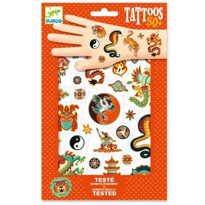 TATTOOS più di 50 tatuaggi SPIRITO MARZIALE rimuovibili DJECO kit artistico DJ09915