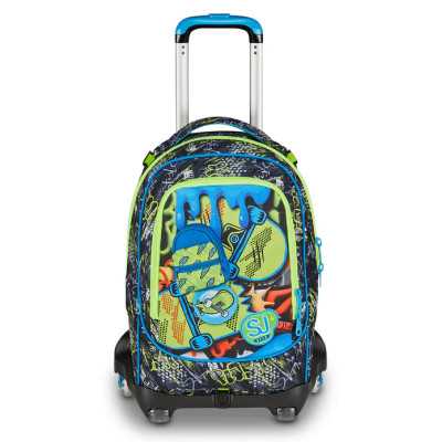 TROLLEY seven SJ GANG scuola SOFT POUCH zaino 3 in 1 CON 8 RUOTE boy JACK 8WD NEW