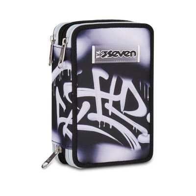 ASTUCCIO triplo scomparto PLUMPY LINE BOY con 3 zip SEVEN completo di materiale SCUOLA