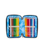 ASTUCCIO triplo scomparto PLUMPY LINE BOY con 3 zip SEVEN completo di materiale SCUOLA