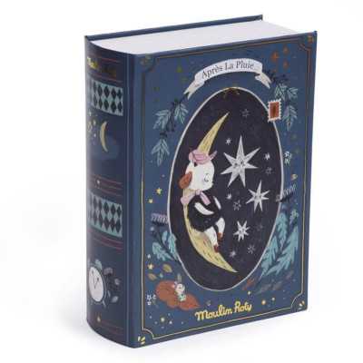 LIBRO DELLA BUONANOTTE peluche topolino APRES LA PLUIE pupazzo MOULIN ROTY età 2+