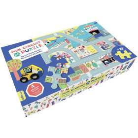CIRCUITO PER LE MACCHININE auzou PUZZLE ad incastro CON 4 AUTO IN LEGNO età 3+
