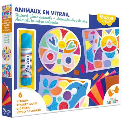 VETROFANIE kit artistico ANIMALI IN VETRO colorato AUZOU età 3+