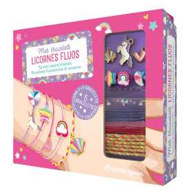 UNICORNI FLUO kit artistico BRACCIALETTI set da 5 accessori AUZOU età 6+