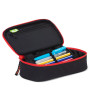 ASTUCCIO RIGIDO satch FIRE PHANTOM pencil case ATTREZZATO con squadra in omaggio NERO E ROSSO