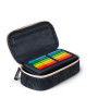 ASTUCCIO RIGIDO satch MIDNIGHT JUNGLE pencil case ATTREZZATO con squadra in omaggio BLU SCURO oval