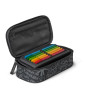 ASTUCCIO RIGIDO satch STREET INK pencil case ATTREZZATO con squadra in omaggio NERO oval