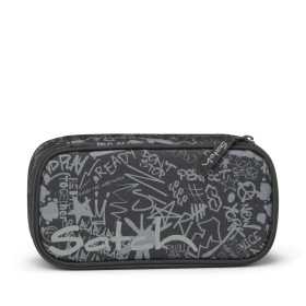 ASTUCCIO RIGIDO satch STREET INK pencil case ATTREZZATO con squadra in omaggio NERO oval