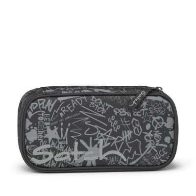 ASTUCCIO RIGIDO satch STREET INK pencil case ATTREZZATO con squadra in omaggio NERO oval