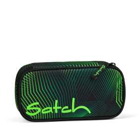 ASTUCCIO RIGIDO satch SEISMIC GREEN pencil case ATTREZZATO con squadra in omaggio VERDE oval