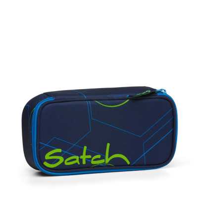ASTUCCIO RIGIDO satch BLUE TECH pencil case ATTREZZATO con squadra in omaggio BLU oval