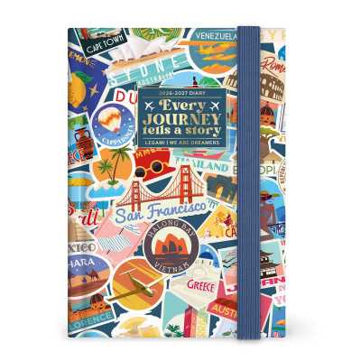 AGENDA 2026 2027 giornaliera LEGAMI da 16 mesi SMALL mini TRAVEL STICKERS fotografica DAY