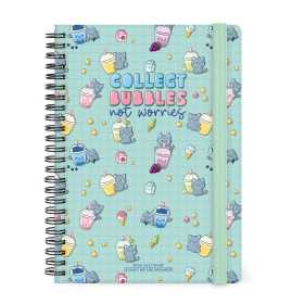 AGENDA 2026 2027 settimanale LEGAMI da 16 mesi LARGE grande KITTY BUBBLE TEA week SPIRALATA