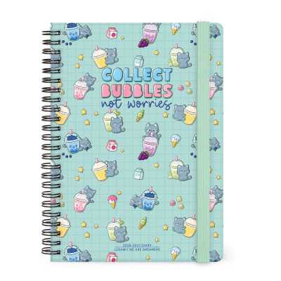 AGENDA 2026 2027 settimanale LEGAMI da 16 mesi LARGE grande KITTY BUBBLE TEA week SPIRALATA