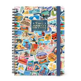 AGENDA 2026 2027 settimanale LEGAMI da 16 mesi LARGE grande TRAVEL STICKERS week SPIRALATA