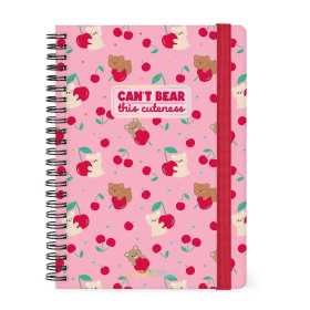 AGENDA 2026 2027 settimanale LEGAMI da 16 mesi LARGE grande TEDDY BEAR CHERRY PINK week SPIRALATA