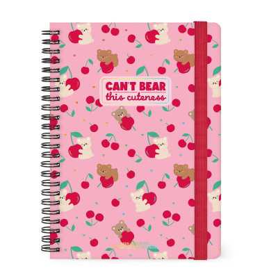 AGENDA 2026 2027 settimanale LEGAMI da 16 mesi LARGE grande TEDDY BEAR CHERRY PINK week SPIRALATA