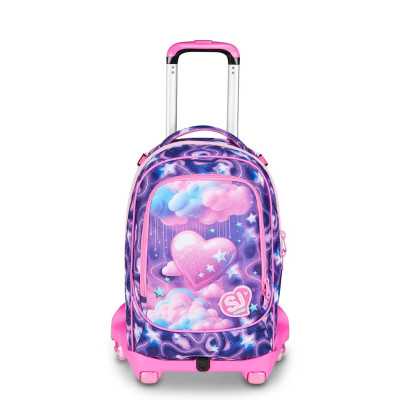 TROLLEY seven SJ GANG scuola FLUFFY PINK girl JACK 8WD NEW zaino 3 in 1 CON 8 RUOTE