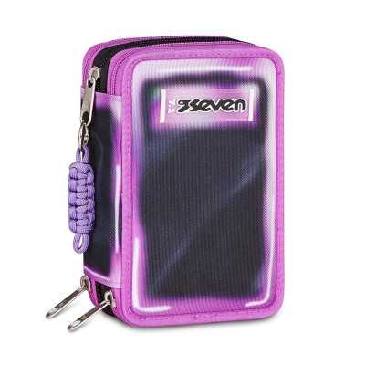 ASTUCCIO 3 ZIP tre cerniere SHADOWS OF COLOR 368 seven VIOLA triplo scomparto SCUOLA completo
