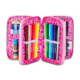 ASTUCCIO 3 ZIP tre cerniere FLUFFY PINK girl SJ GANG seven SCUOLA triplo scomparto COMPLETO