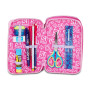 ASTUCCIO 3 ZIP tre cerniere FLUFFY PINK girl SJ GANG seven SCUOLA triplo scomparto COMPLETO
