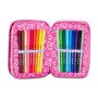 ASTUCCIO 3 ZIP tre cerniere FLUFFY PINK girl SJ GANG seven SCUOLA triplo scomparto COMPLETO