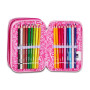ASTUCCIO 3 ZIP tre cerniere FLUFFY PINK girl SJ GANG seven SCUOLA triplo scomparto COMPLETO