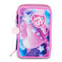 ASTUCCIO 3 ZIP tre cerniere FLUFFY PINK girl SJ GANG seven SCUOLA triplo scomparto COMPLETO